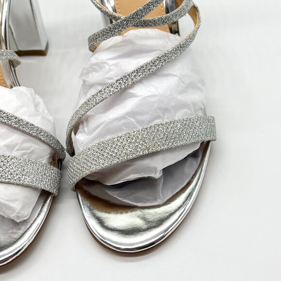 Jewel Badgley Mischka Womens Size 9 Gale Silver Dress Sandals Heels Shoes - Picture 5 of 16
